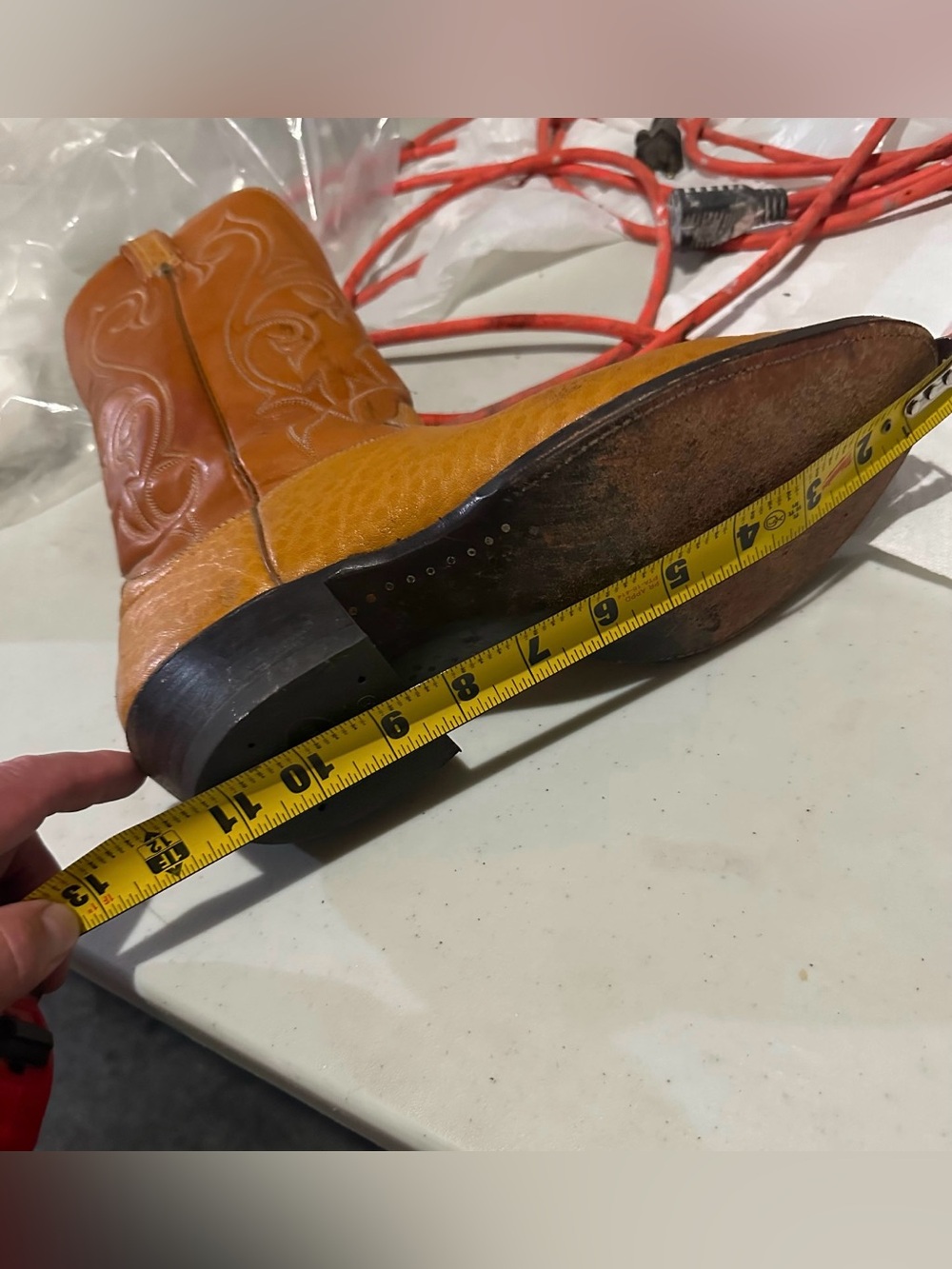 Men's Tan Leather Western Boots - Picture 9 of 9